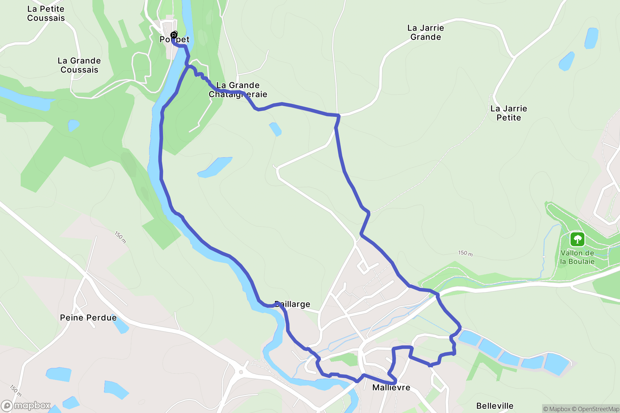 Saint-Malô-du-Bois : carte du parcours de randonnée - France