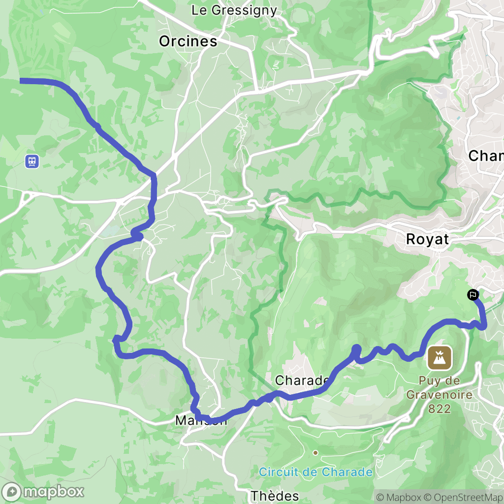 Royat : carte du parcours de randonnée - France