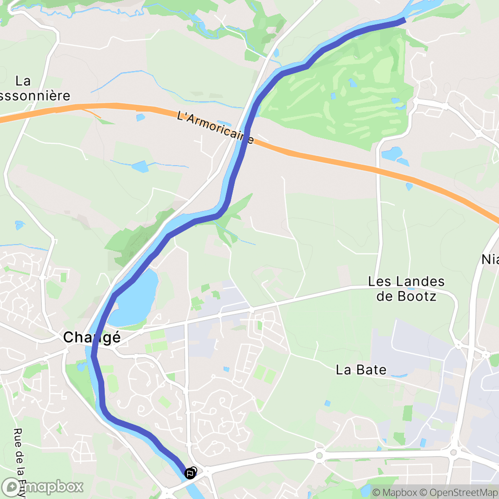 Changé : carte du parcours de randonnée - France