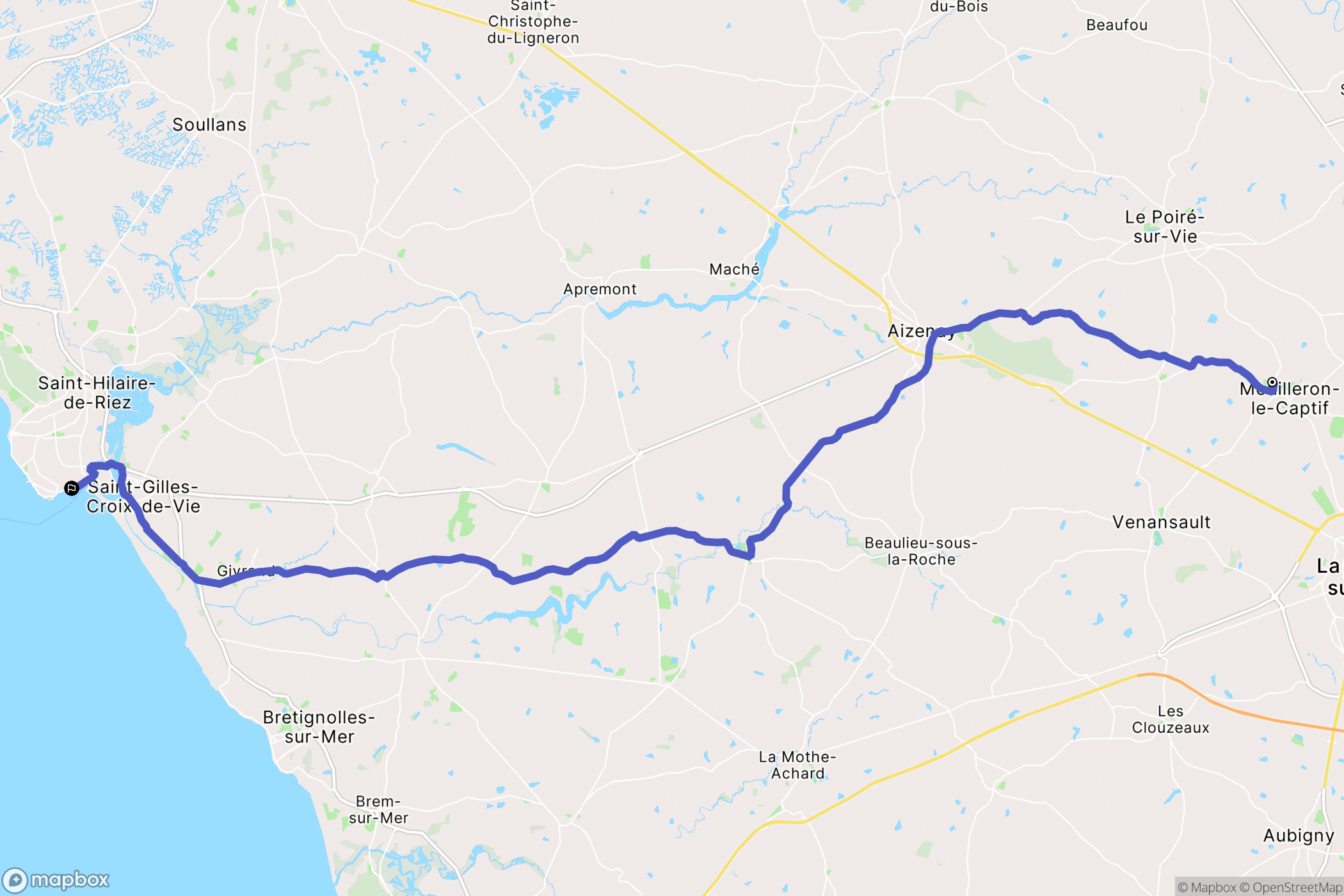 Mouilleron-le-Captif : carte du parcours de randonnée - France