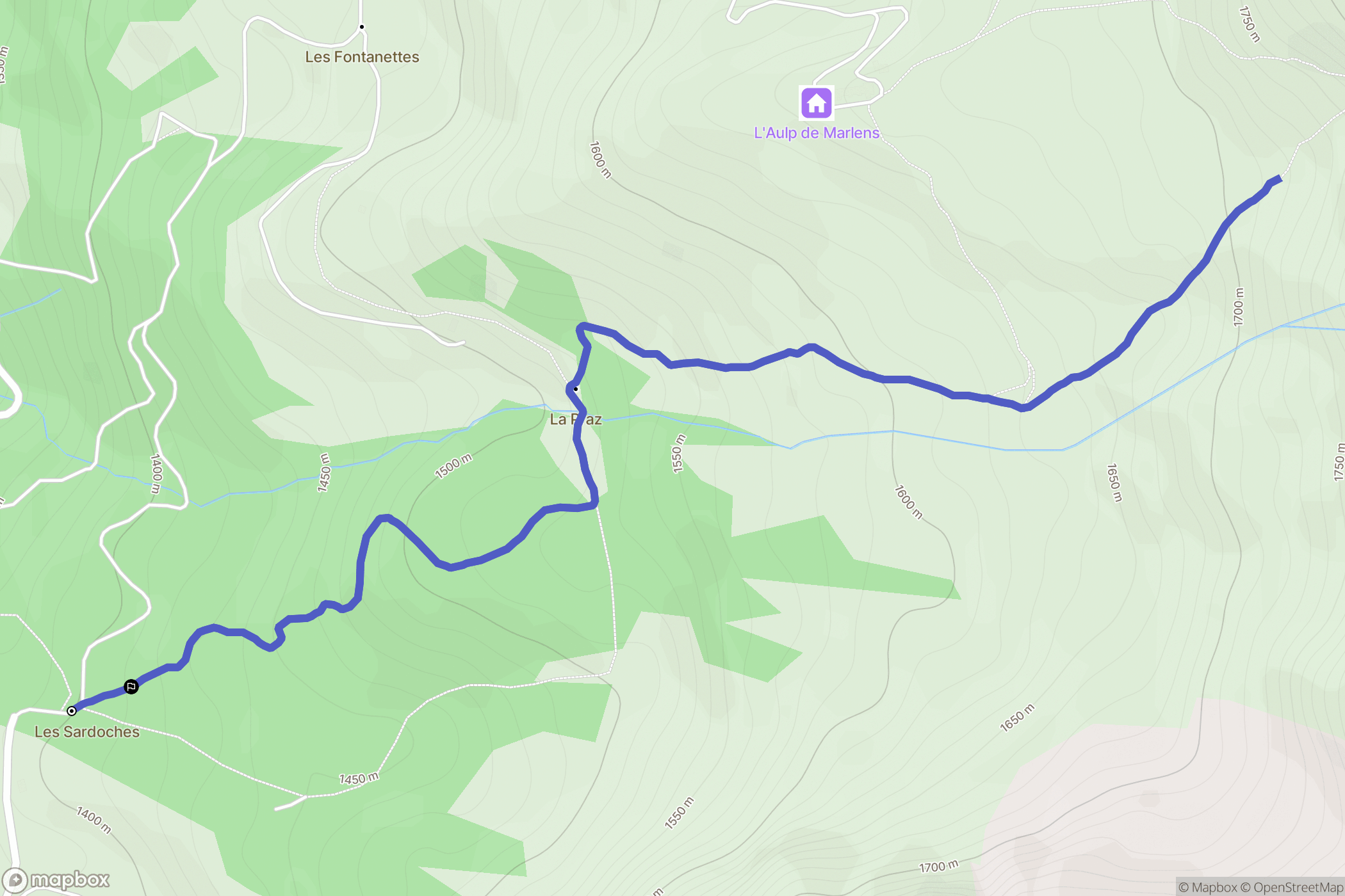 Le Bouchet-Mont-Charvin : carte du parcours de randonnée - France