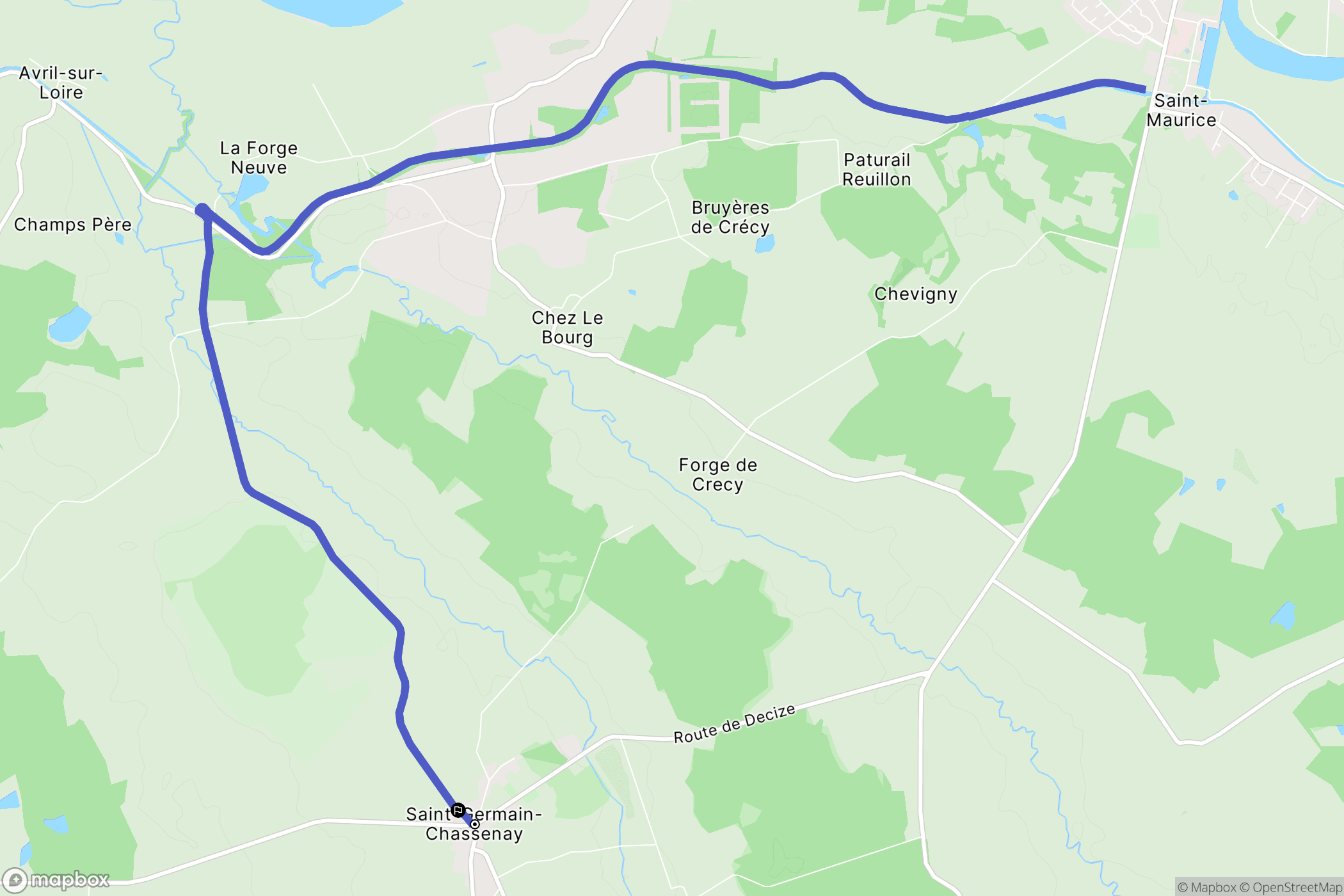 Saint-Germain-Chassenay : carte du parcours de randonnée - France