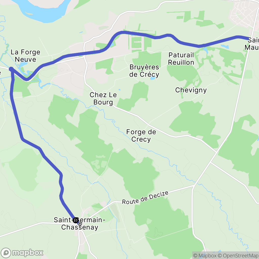 Saint-Germain-Chassenay : carte du parcours de randonnée - France