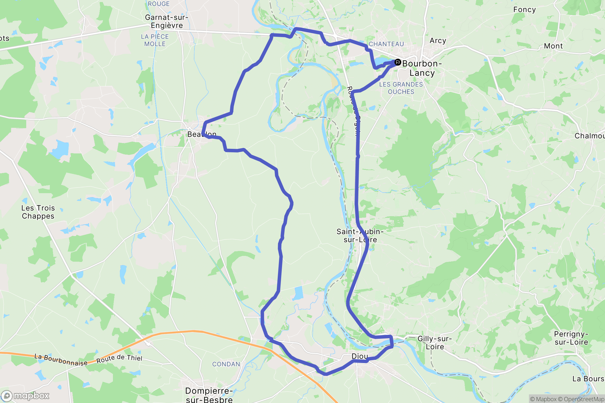 Bourbon-Lancy : carte du parcours de randonnée - France