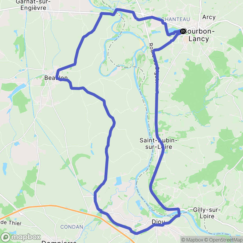 Bourbon-Lancy : carte du parcours de randonnée - France