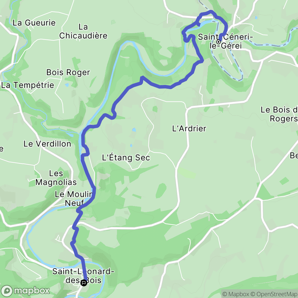 Saint-Céneri-le-Gérei : carte du parcours de randonnée - France