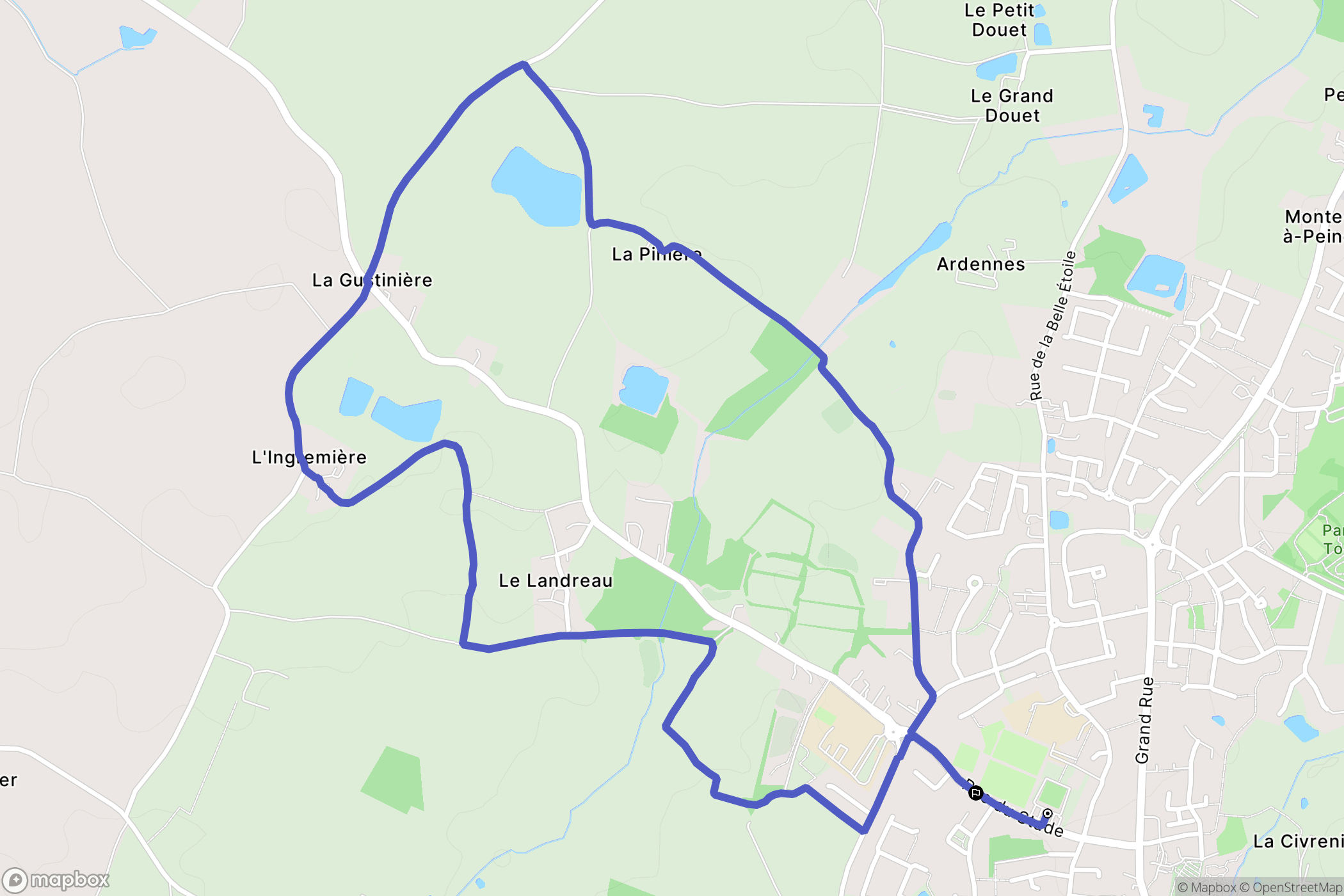 Aubigny-Les Clouzeaux : carte du parcours de randonnée - France