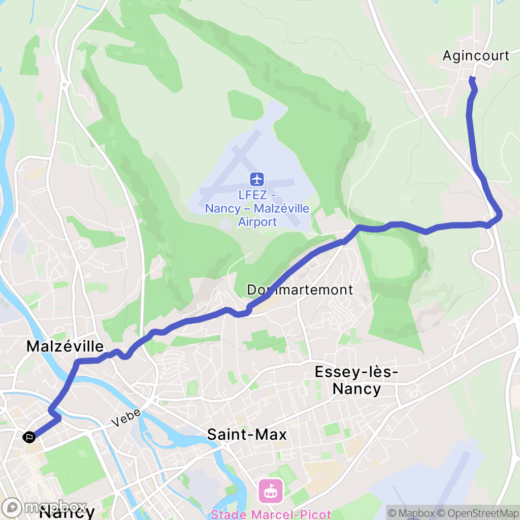 Nancy : carte du parcours de randonnée - France