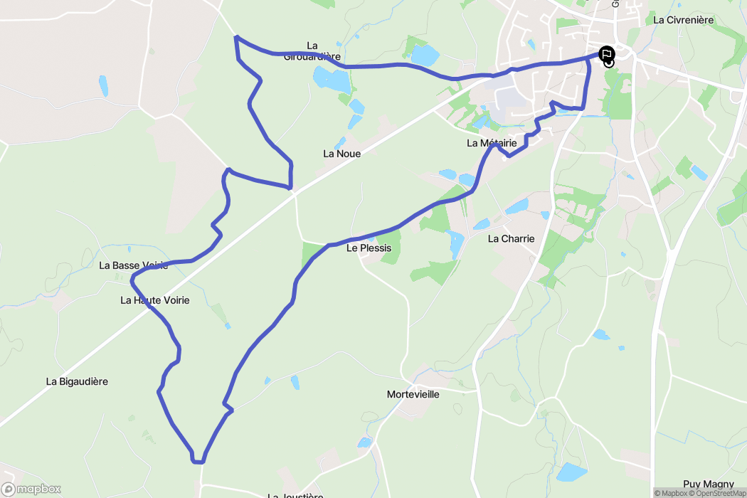 Aubigny-Les Clouzeaux : carte du parcours de randonnée - France