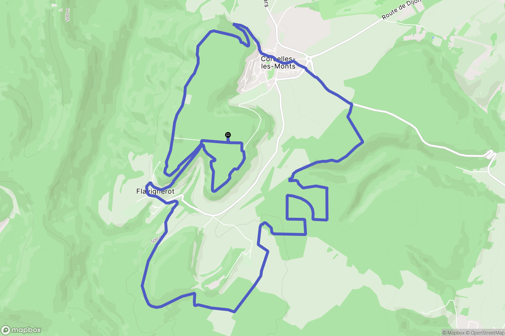 Flavignerot : carte du parcours de randonnée - France