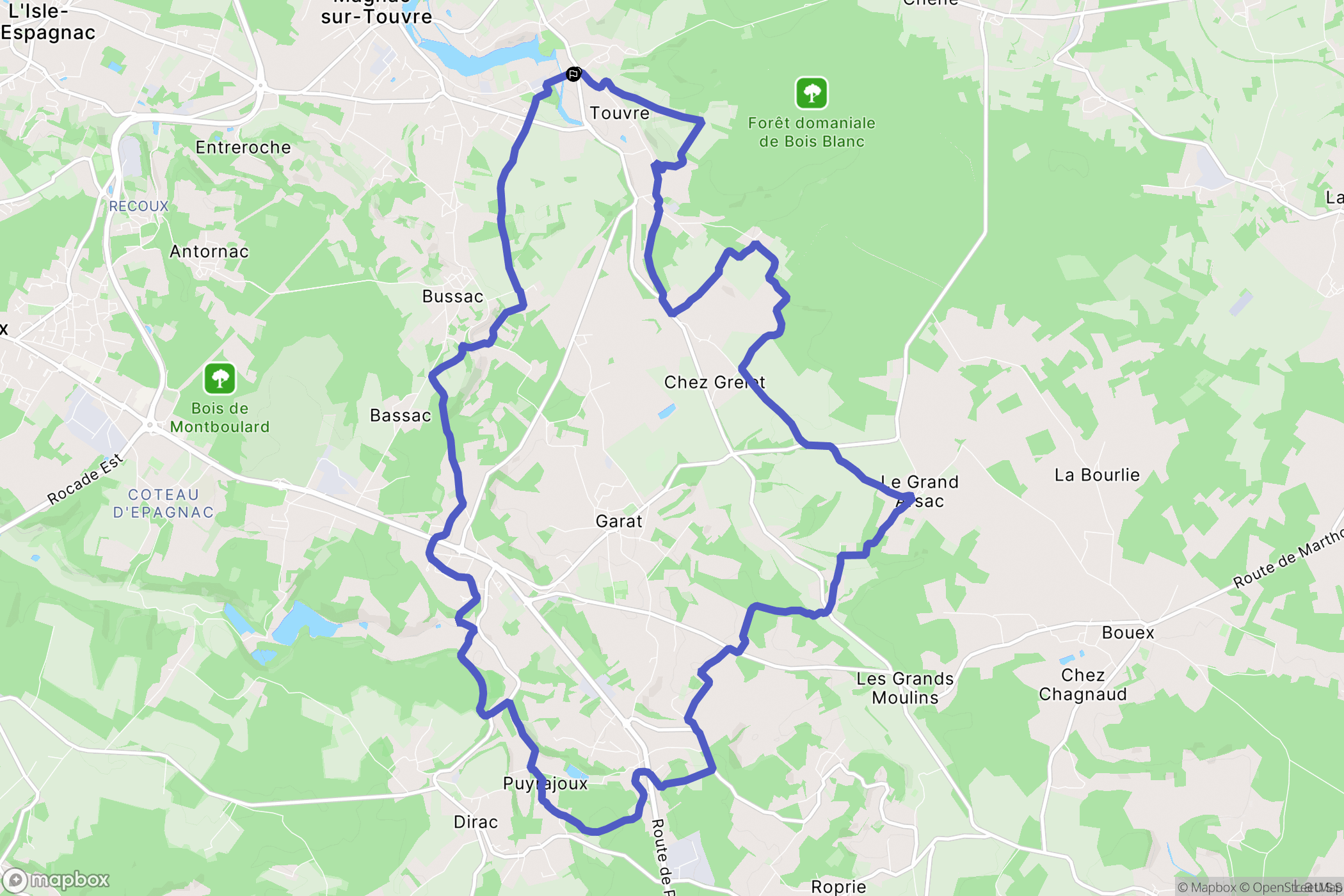 Touvre : carte du parcours de randonnée - France