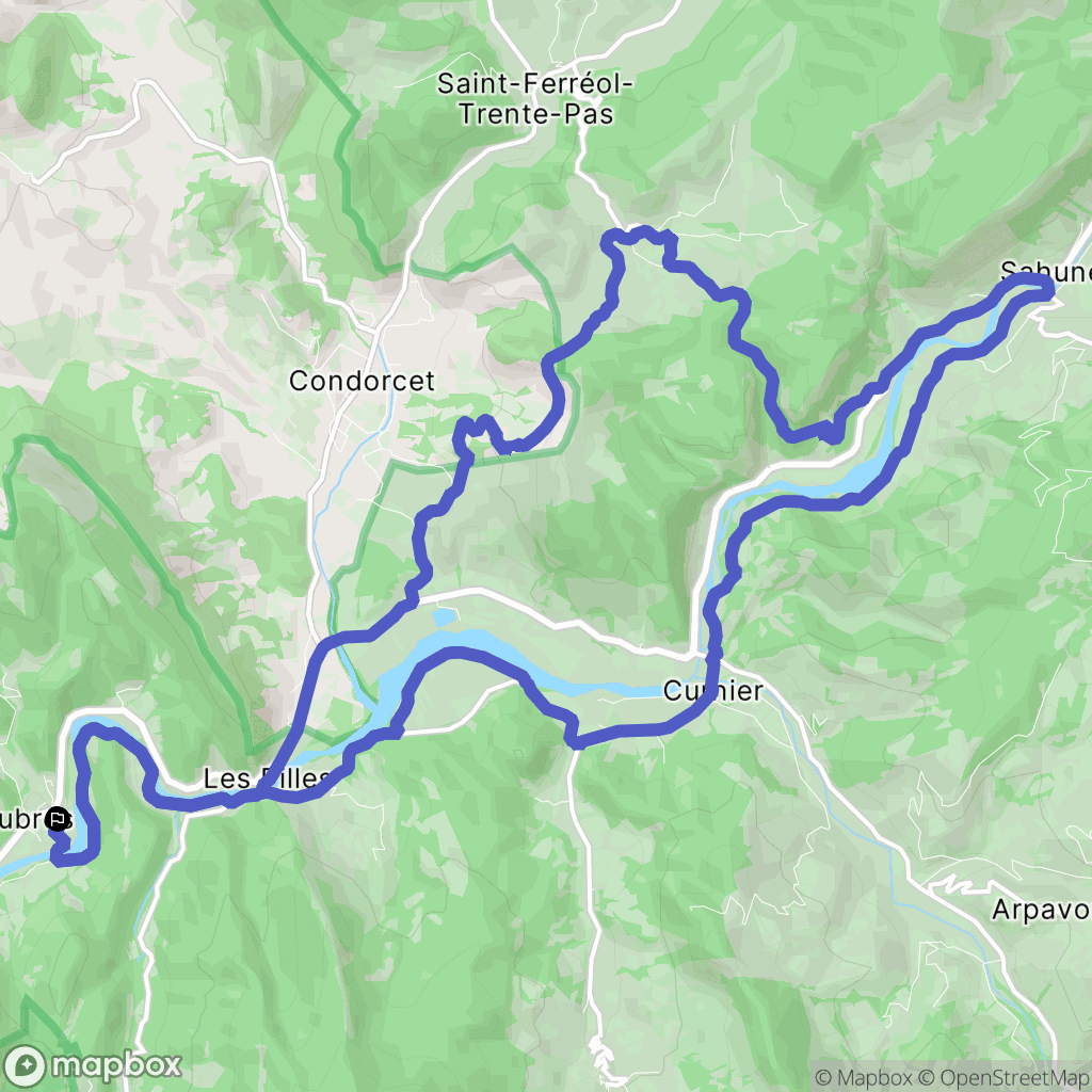Aubres : carte du parcours de randonnée - France