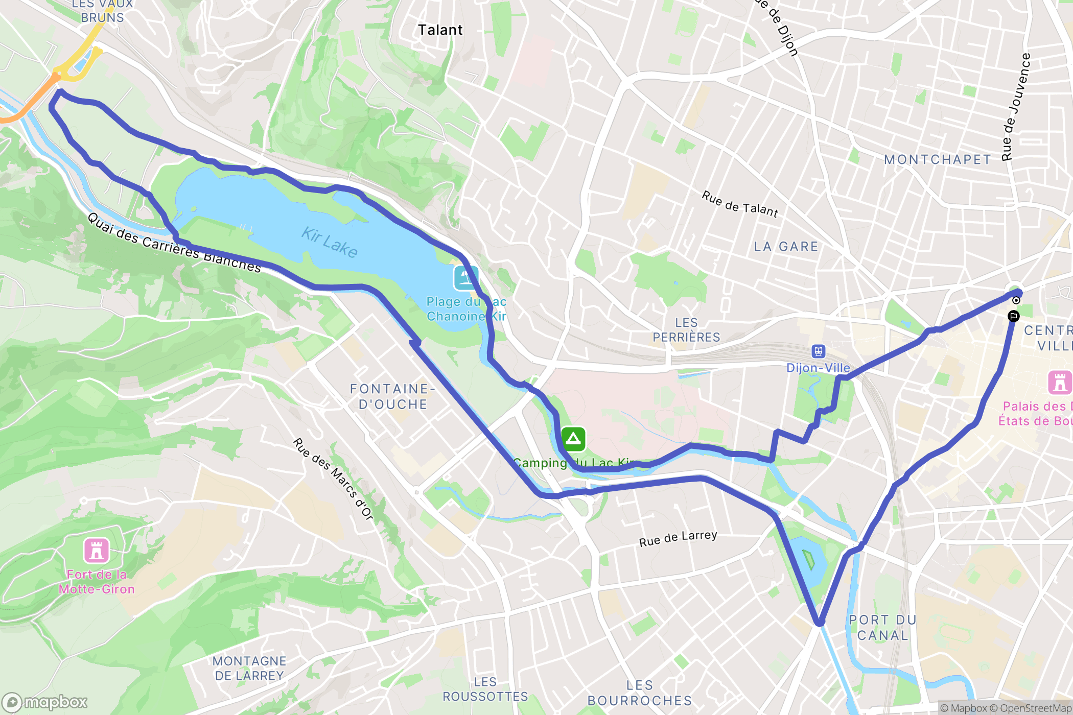 Dijon : carte du parcours de randonnée - France
