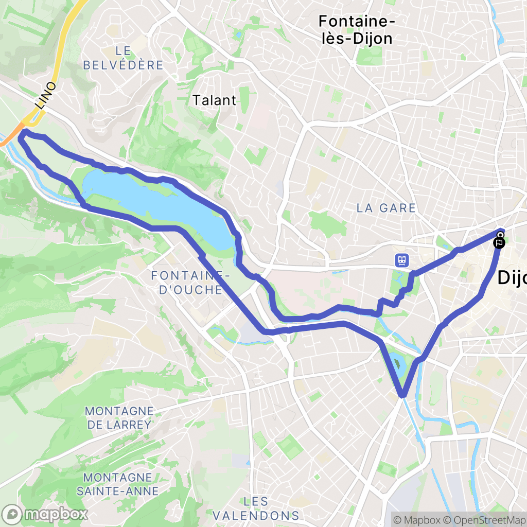 Dijon : carte du parcours de randonnée - France