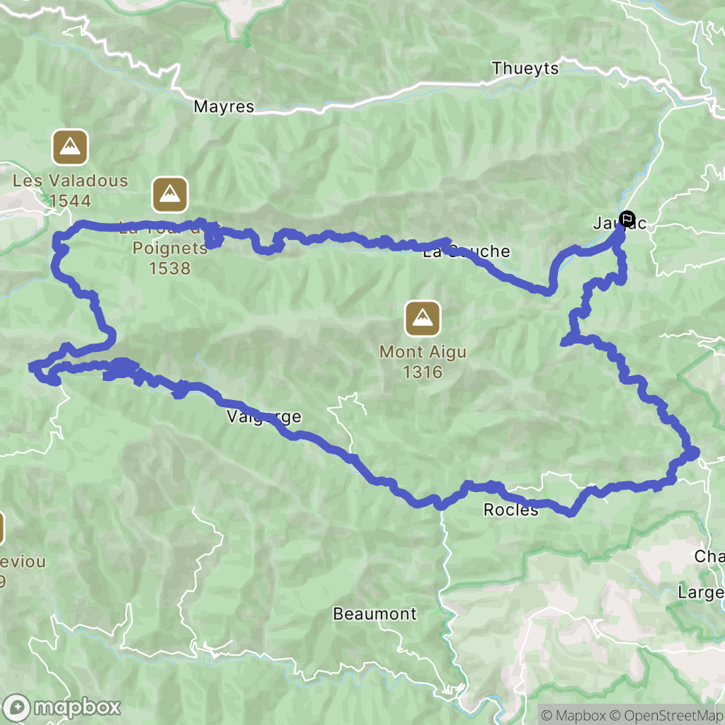Jaujac : carte du parcours de randonnée - France