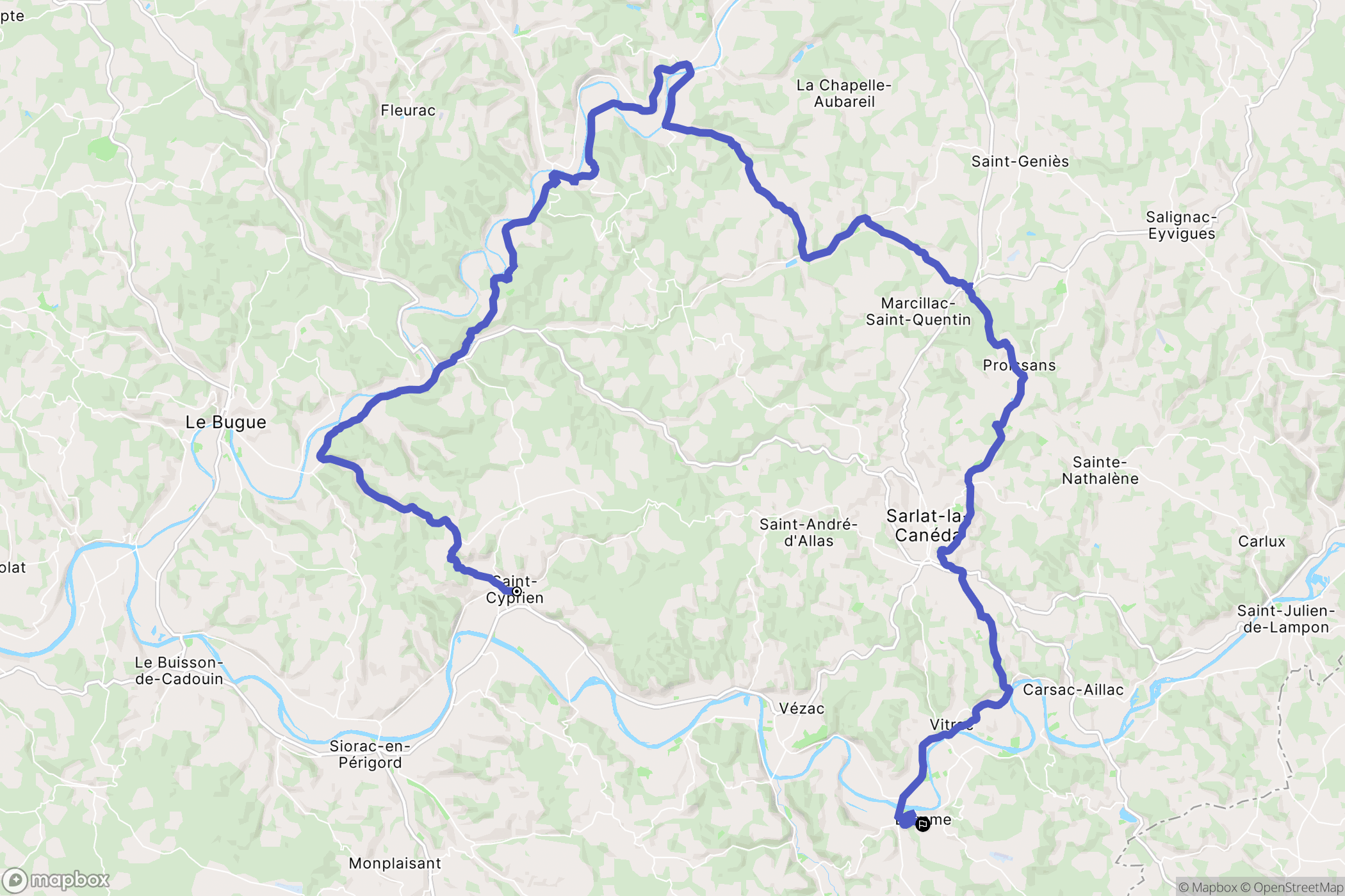 Saint-Cyprien : carte du parcours de randonnée - France