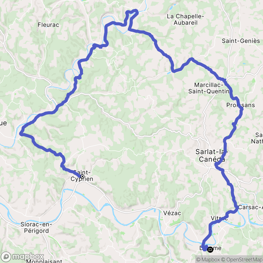 Saint-Cyprien : carte du parcours de randonnée - France
