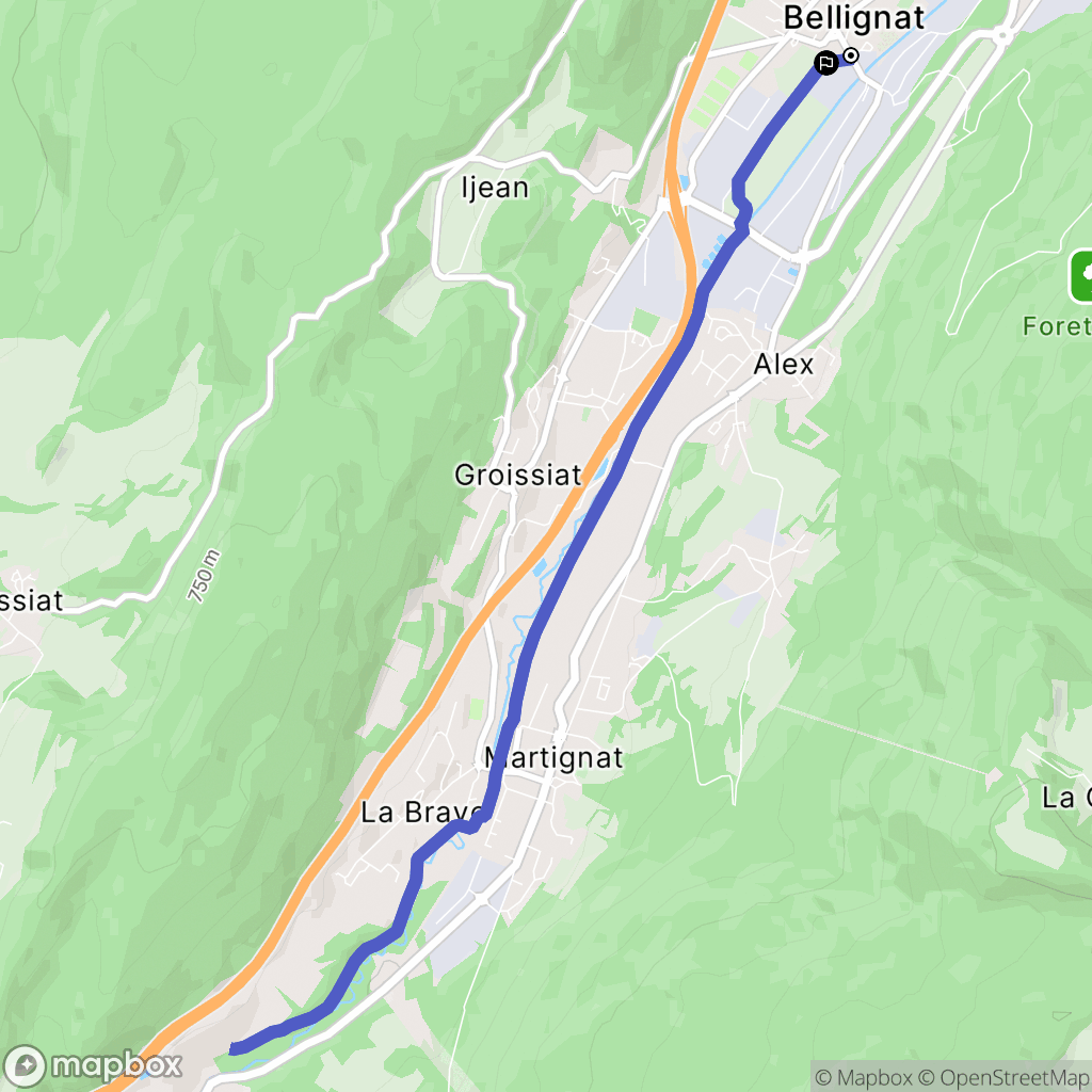 Bellignat : carte du parcours de randonnée - France