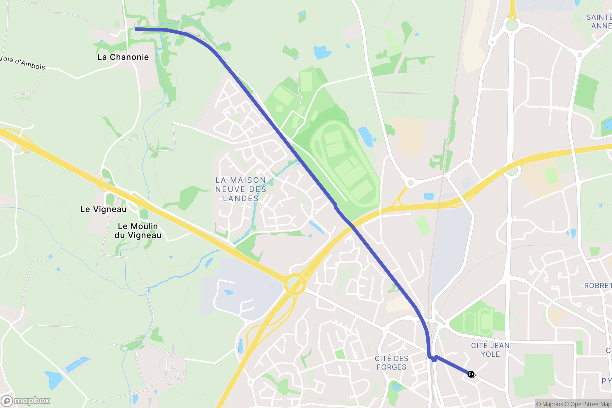 La Roche-sur-Yon : carte du parcours de randonnée - France