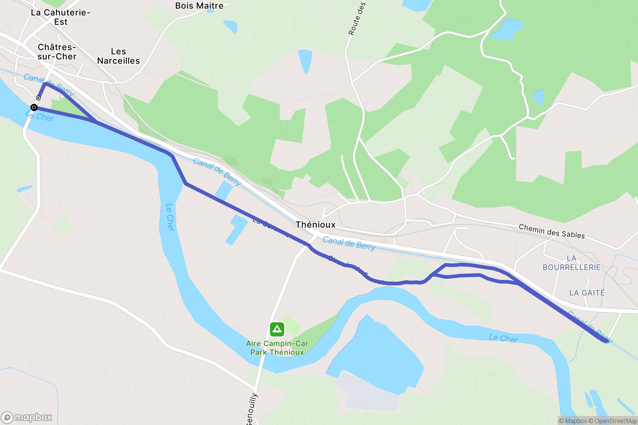 Châtres-sur-Cher : carte du parcours de randonnée - France
