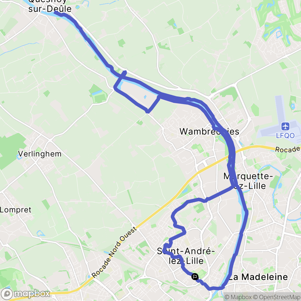 Saint-André-lez-Lille : carte du parcours de randonnée - France