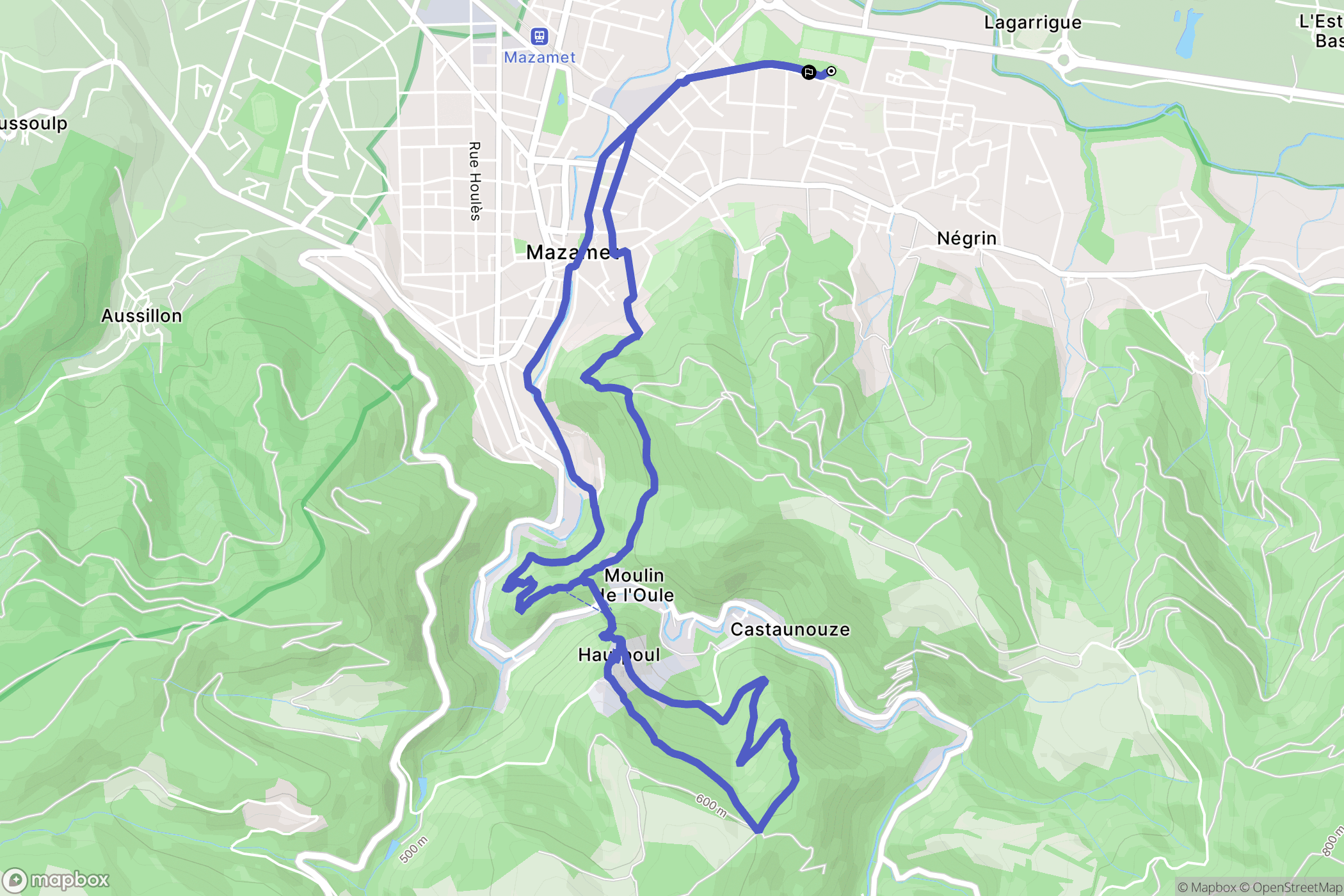 Mazamet : carte du parcours de randonnée - France