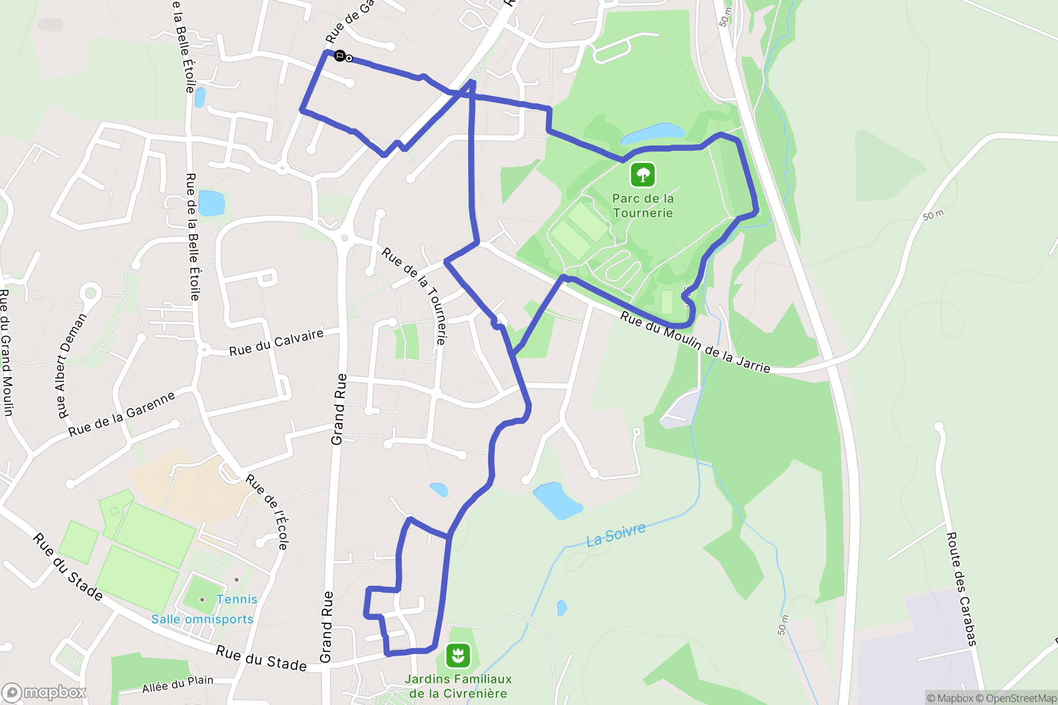 Aubigny-Les Clouzeaux : carte du parcours de randonnée - France