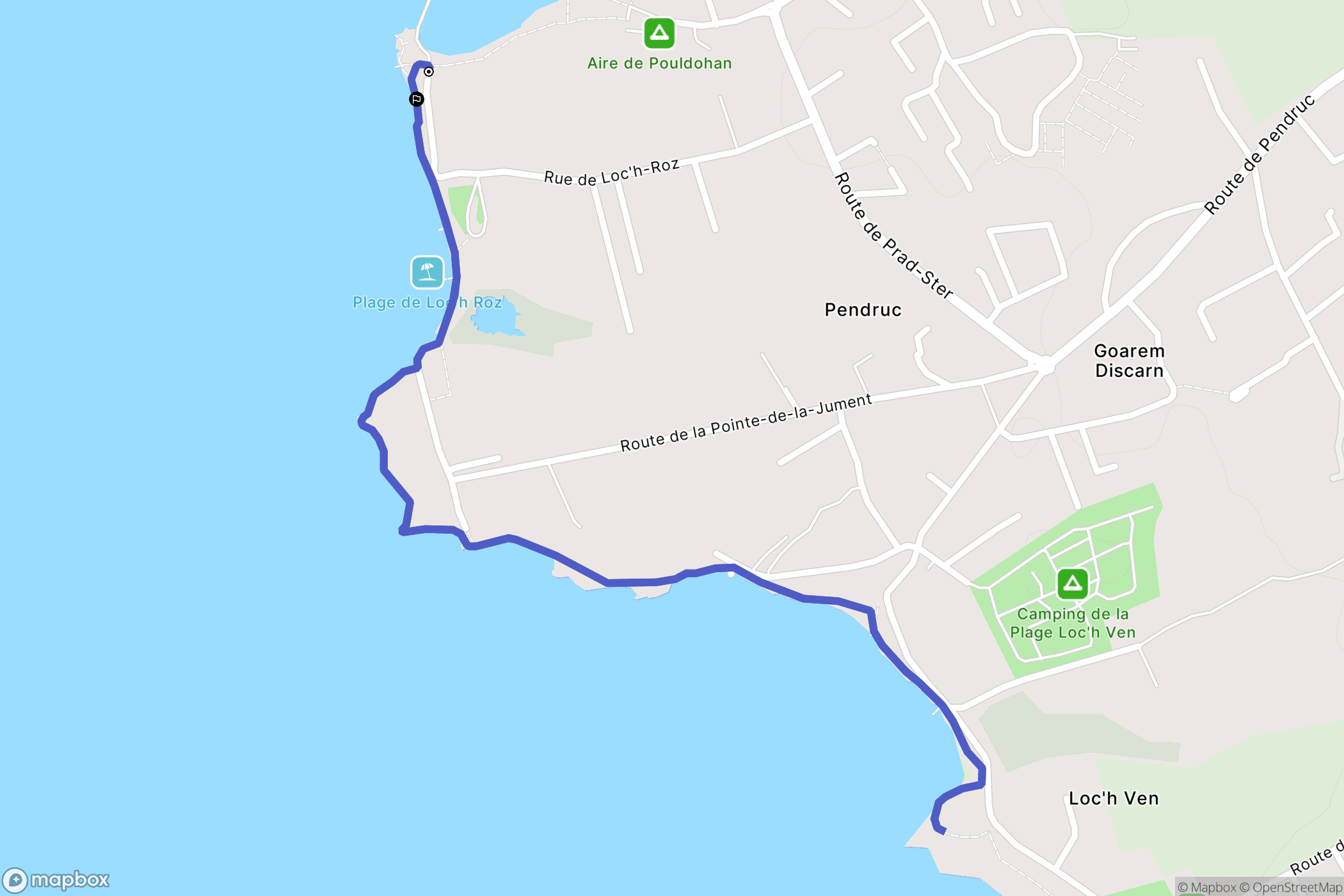 Trégunc : carte du parcours de randonnée - France