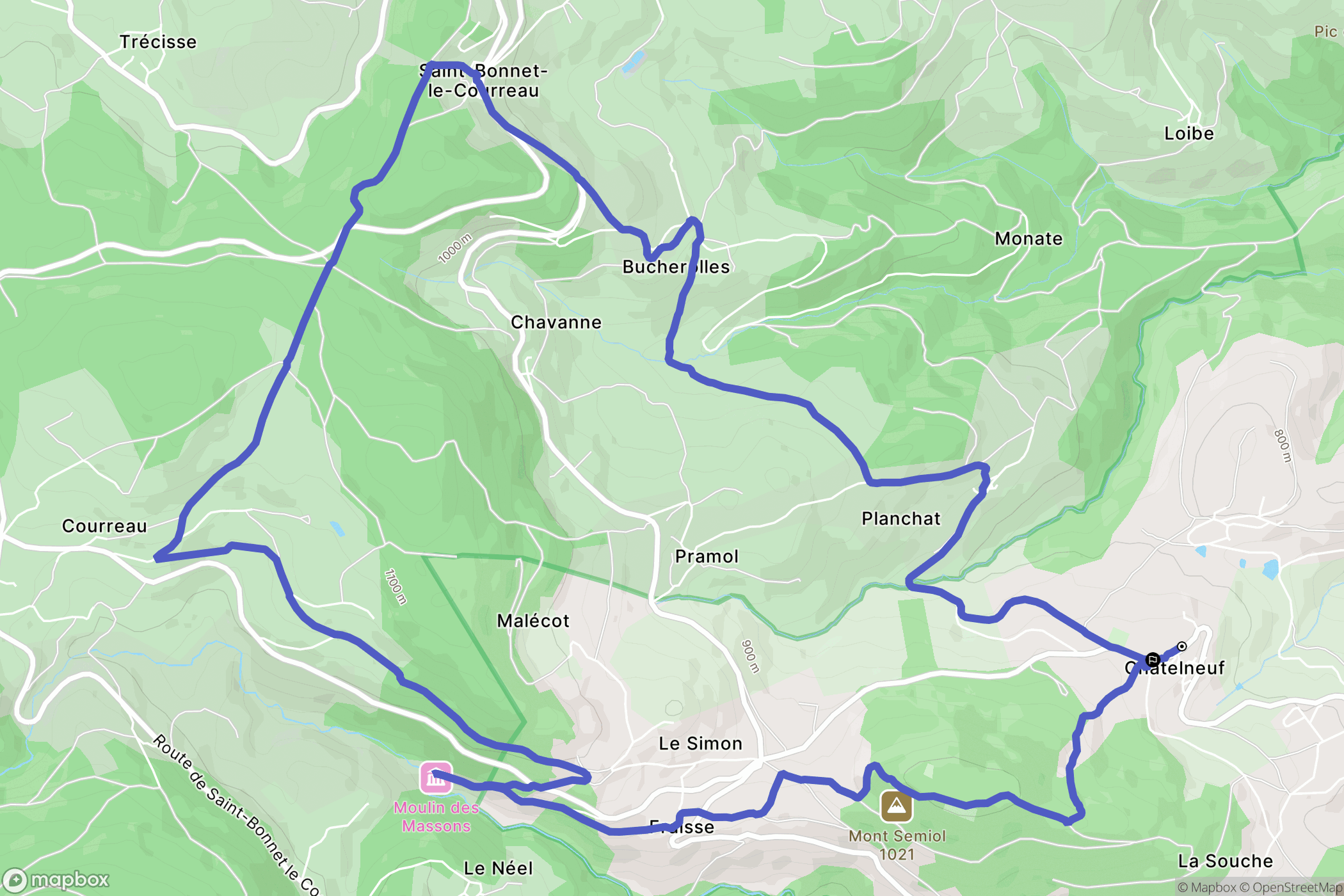 Châtelneuf : carte du parcours de randonnée - France