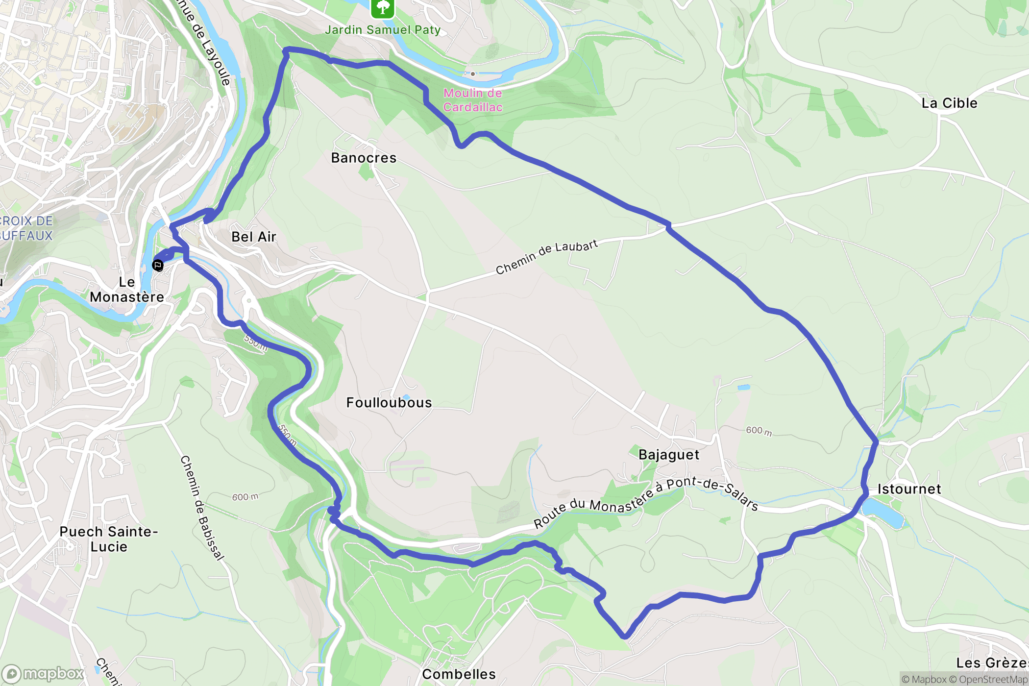 Le Monastère : carte du parcours de randonnée - France
