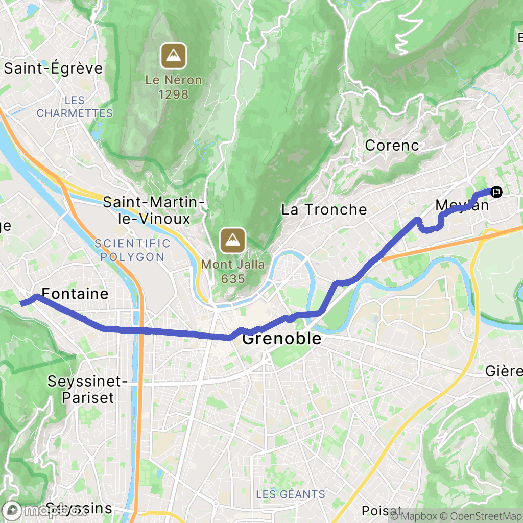 Meylan : carte du parcours de randonnée - France