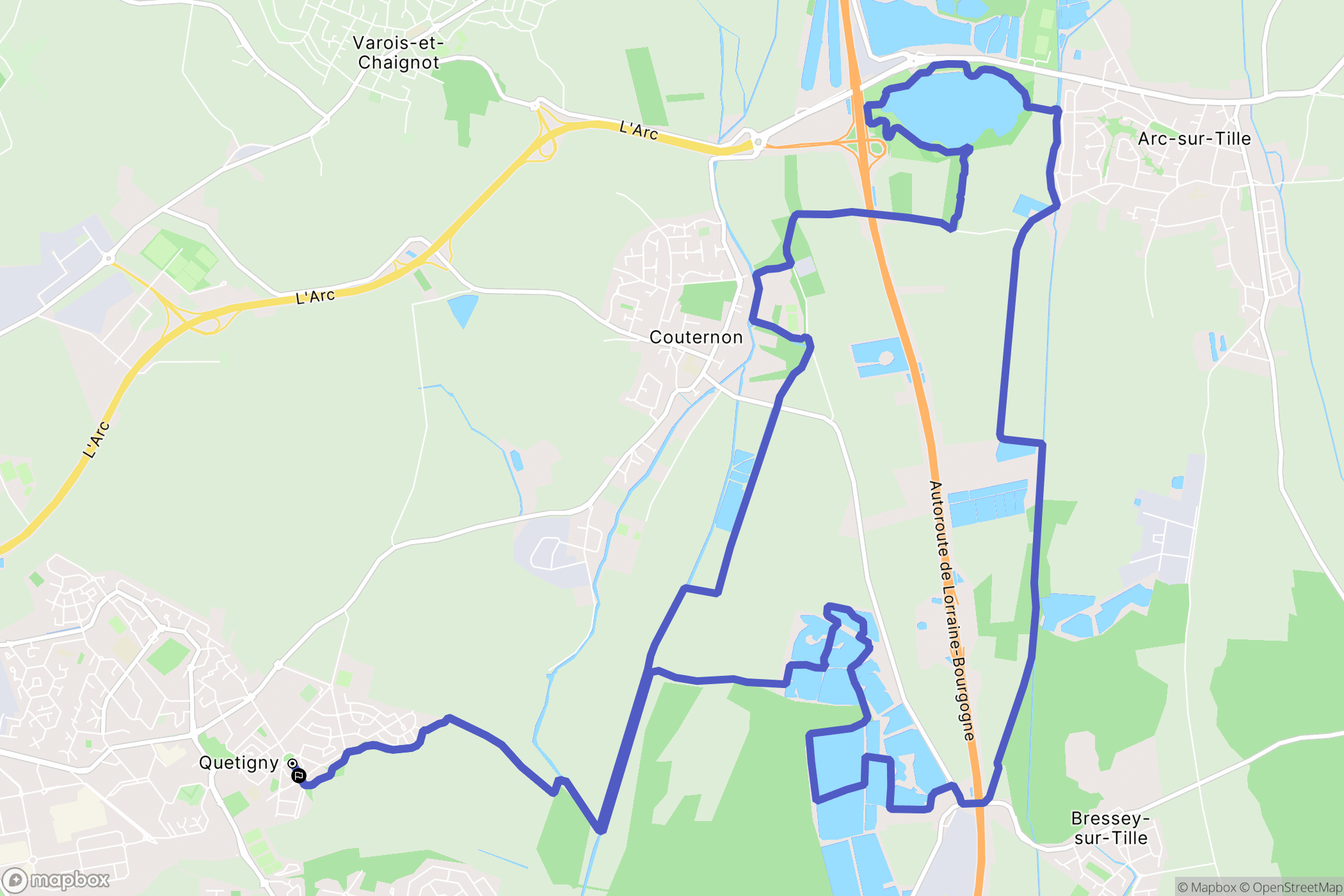 Quetigny : carte du parcours de randonnée - France