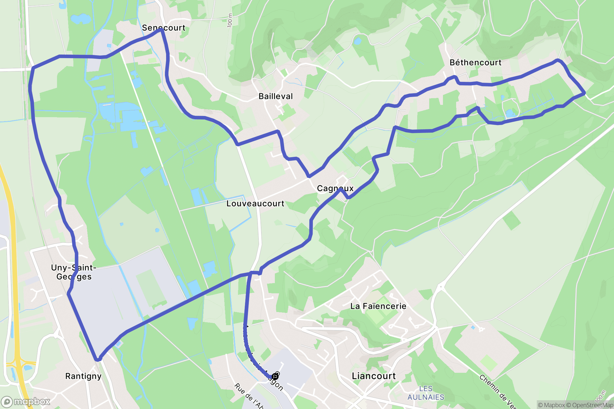 Liancourt : carte du parcours de randonnée - France