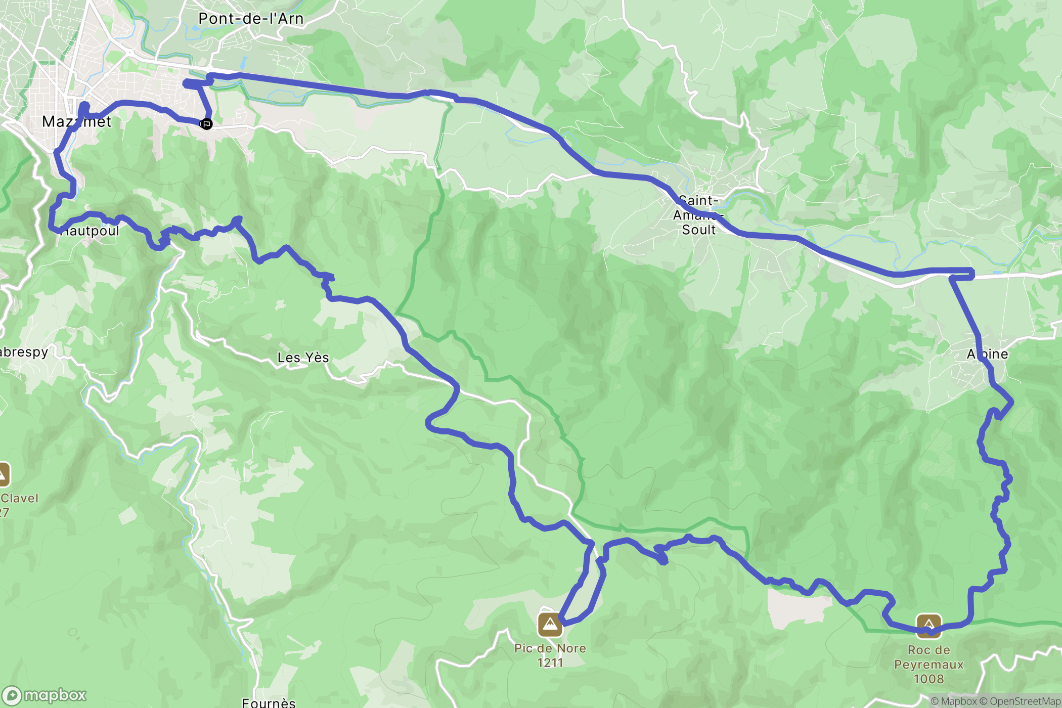 Mazamet : carte du parcours de randonnée - France