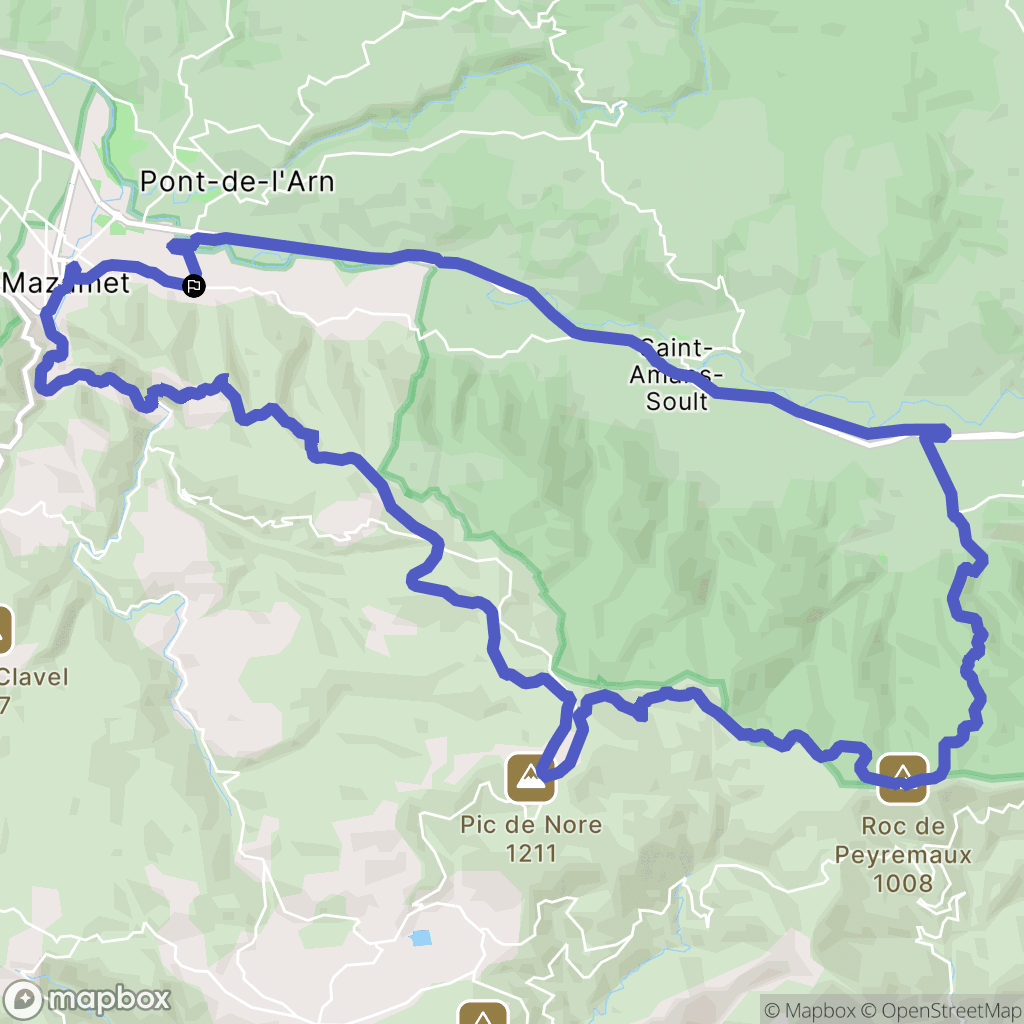 Mazamet : carte du parcours de randonnée - France