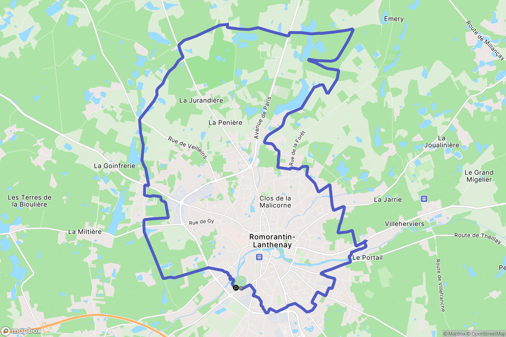 Romorantin-Lanthenay : carte du parcours de randonnée - France