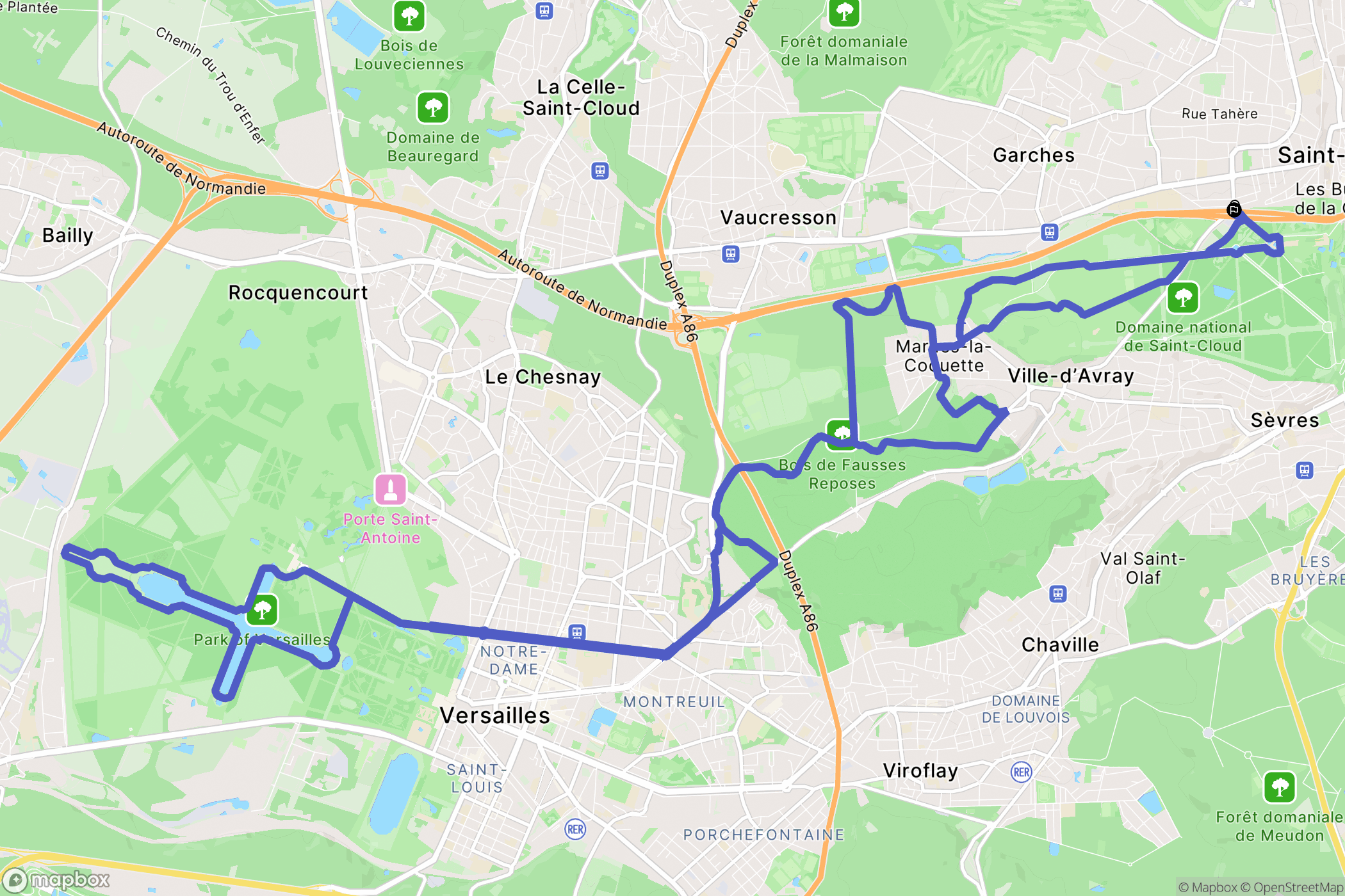 Saint-Cloud : carte du parcours de randonnée - France