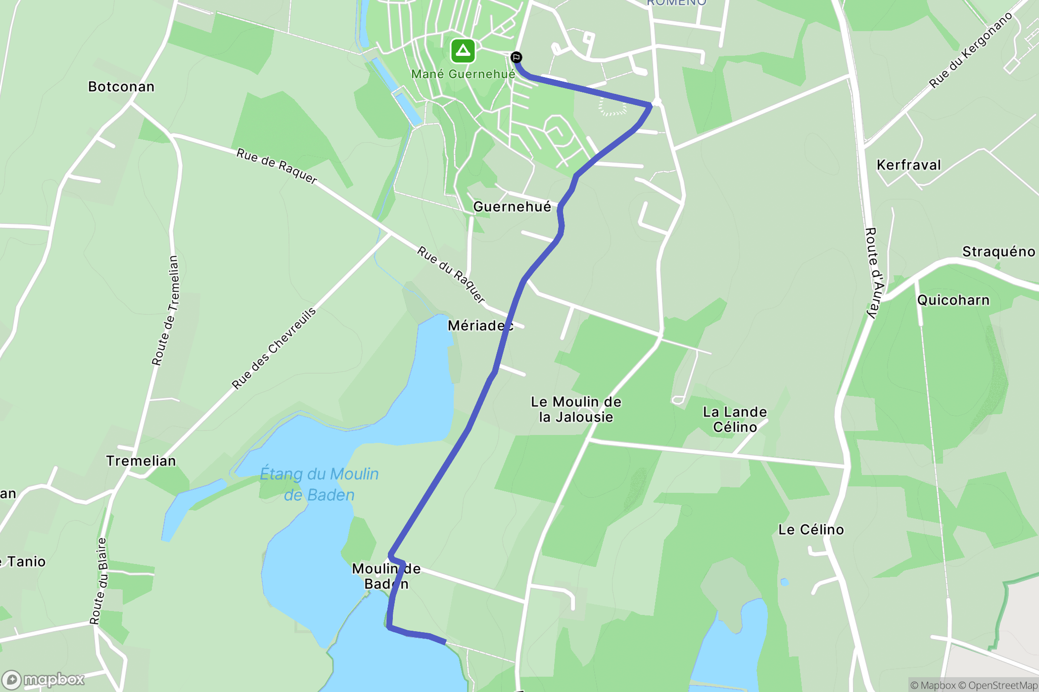 Baden : carte du parcours de randonnée - France