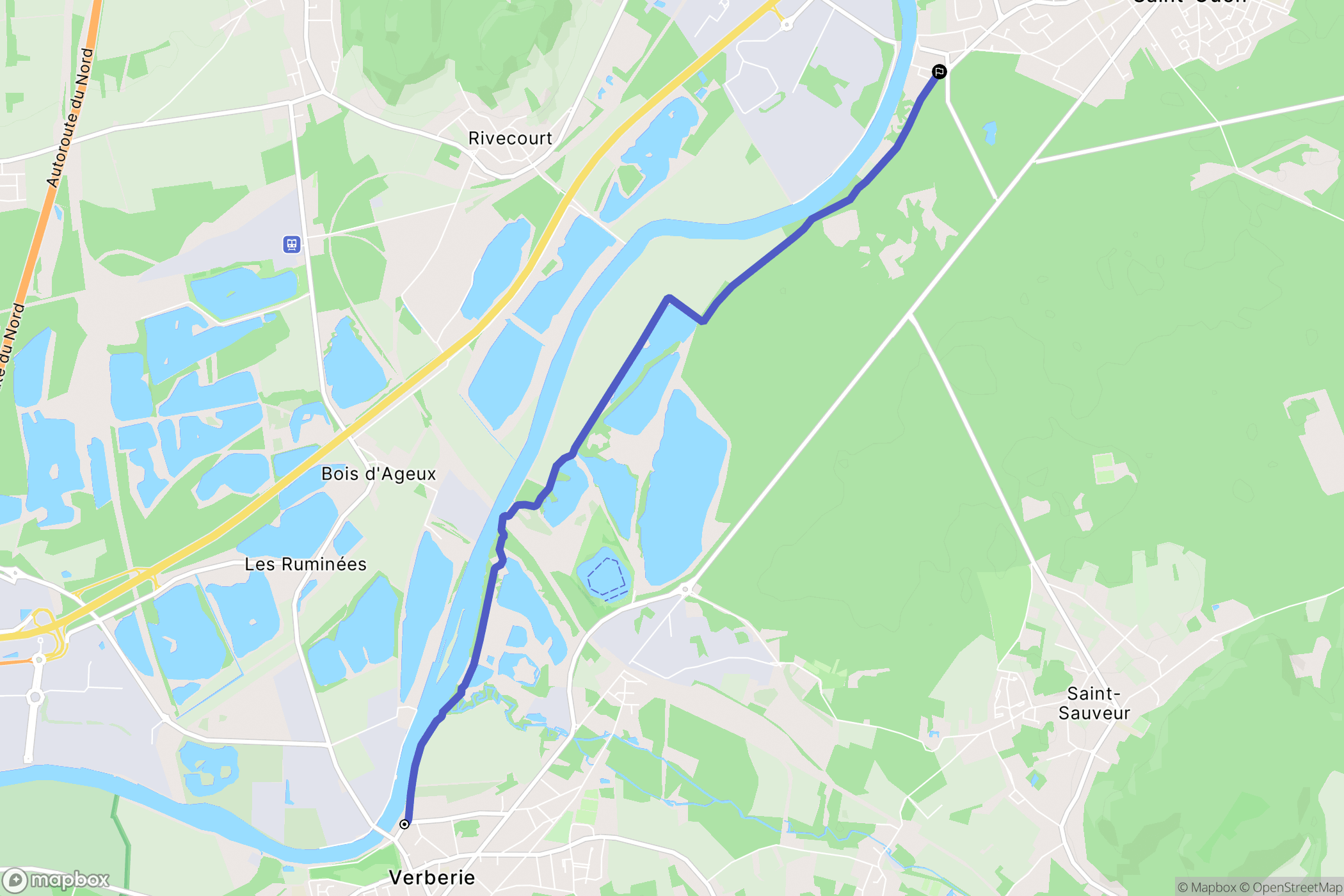Verberie : carte du parcours de randonnée - France