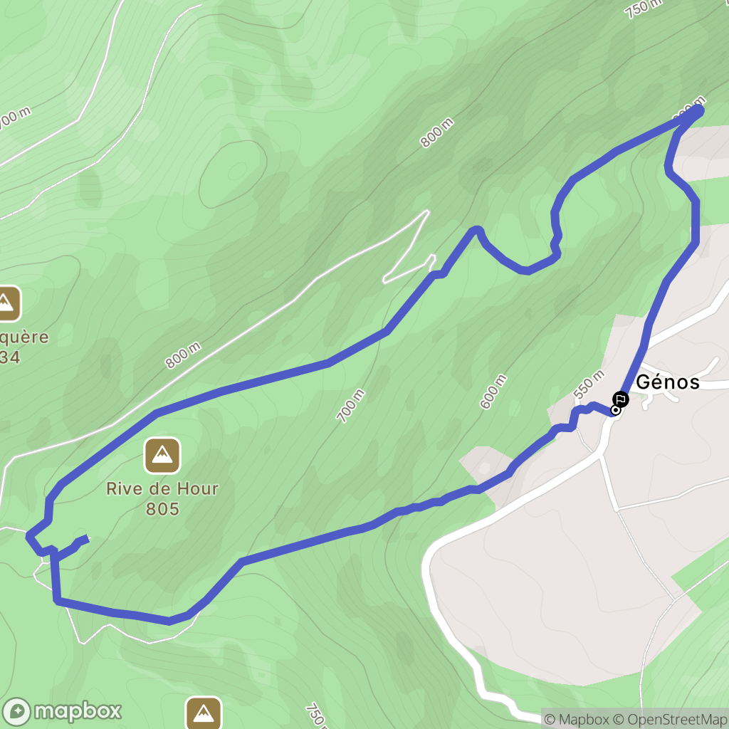Génos : carte du parcours de randonnée - France