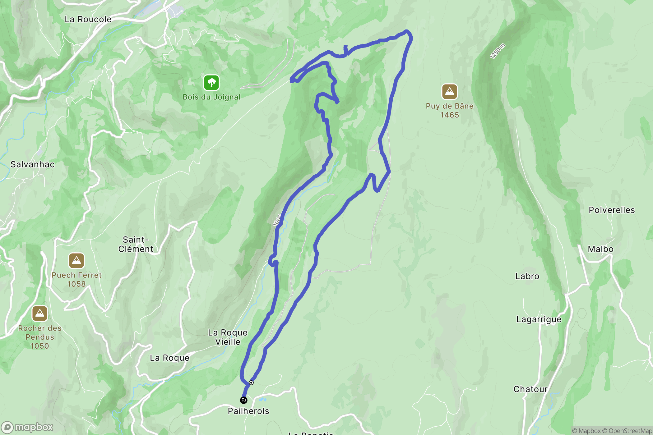 Pailherols : carte du parcours de randonnée - France