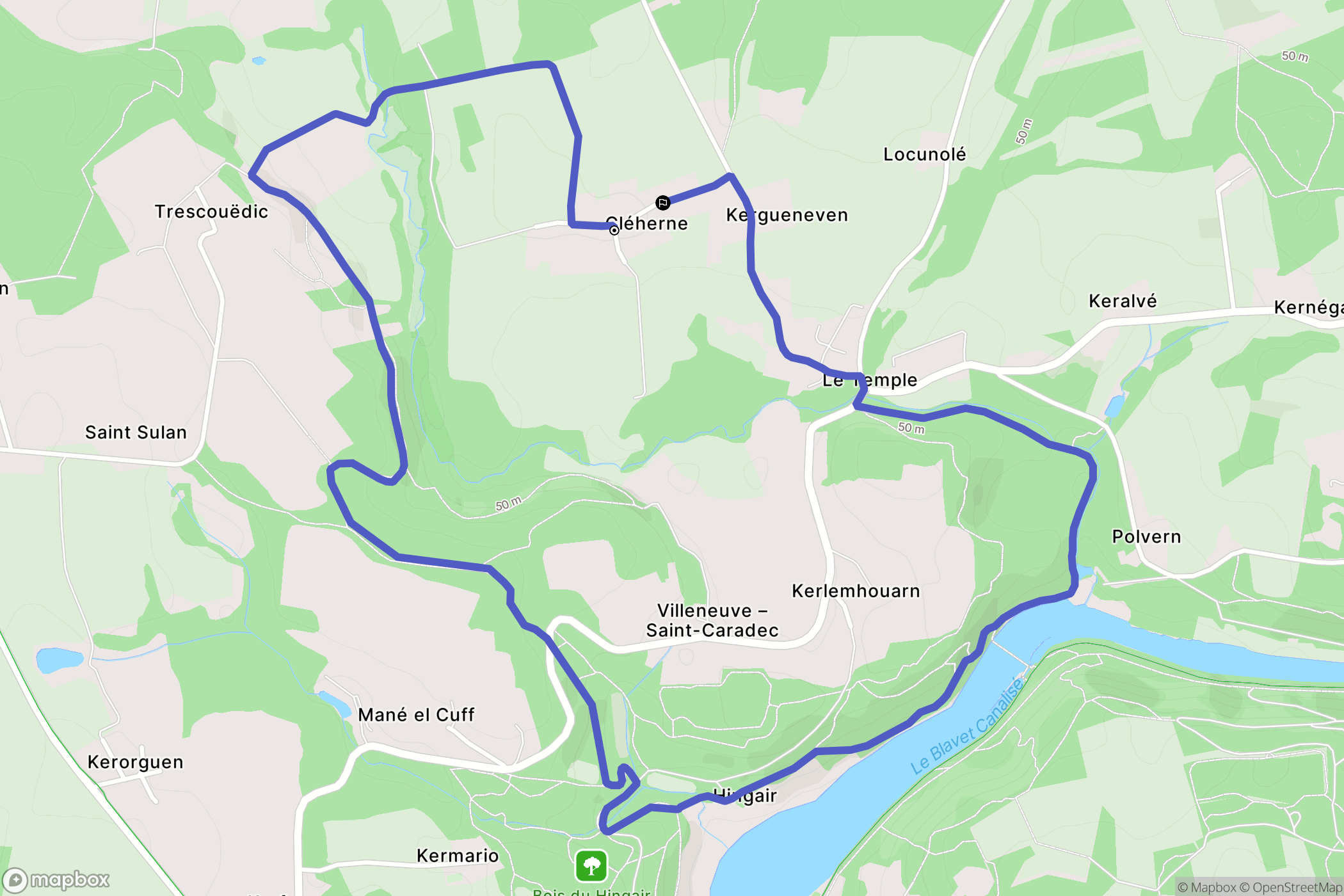 Inzinzac-Lochrist : carte du parcours de randonnée - France