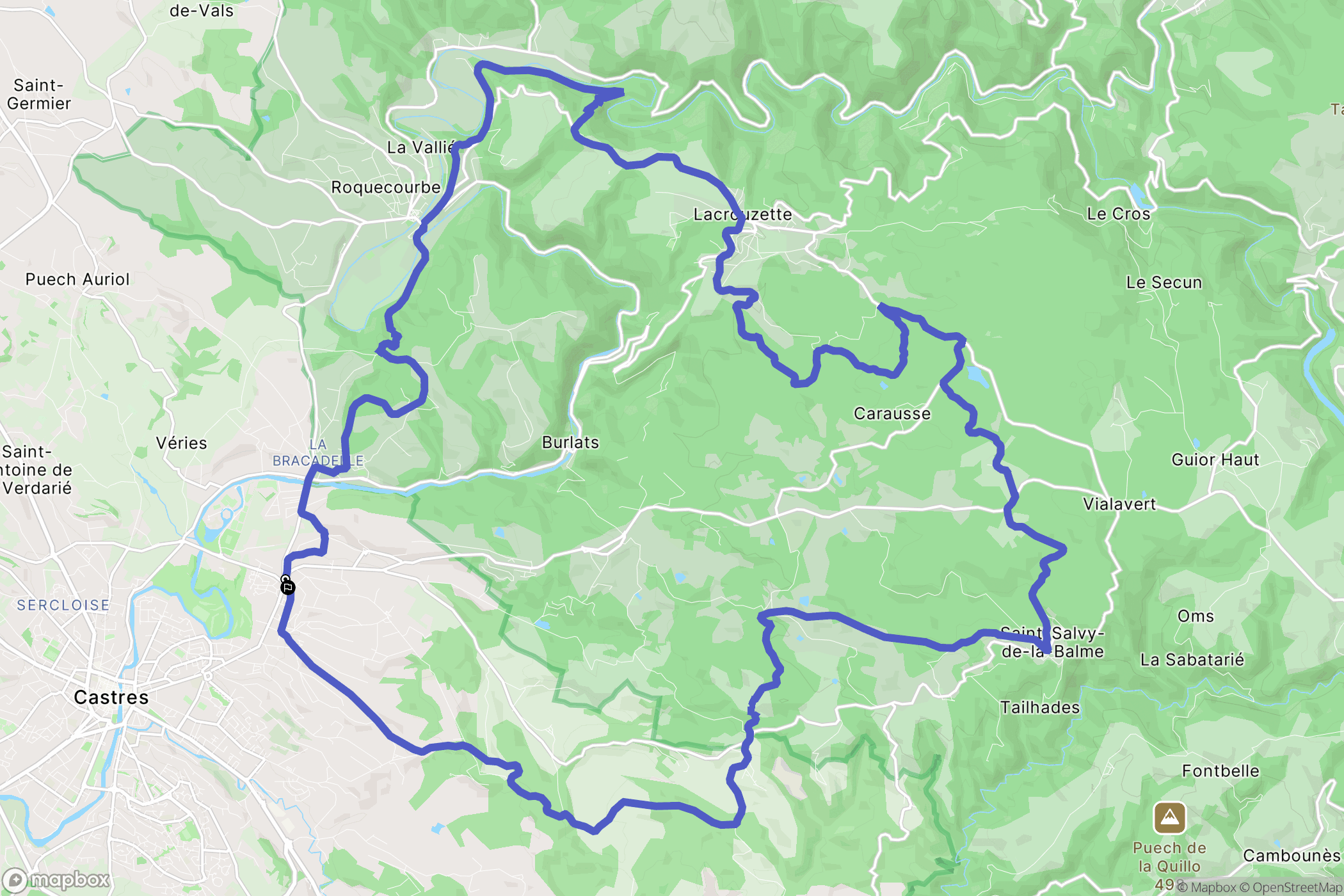 Castres : carte du parcours de randonnée - France