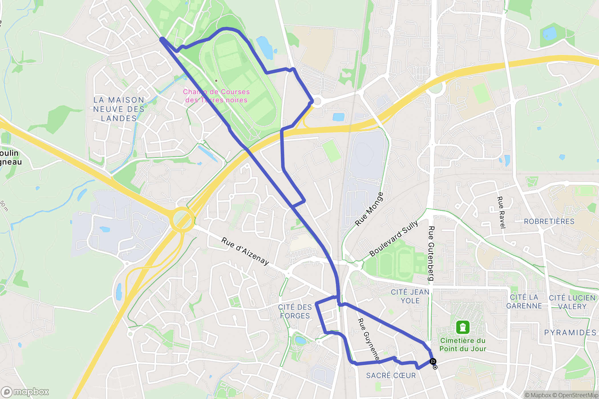 La Roche-sur-Yon : carte du parcours de randonnée - France
