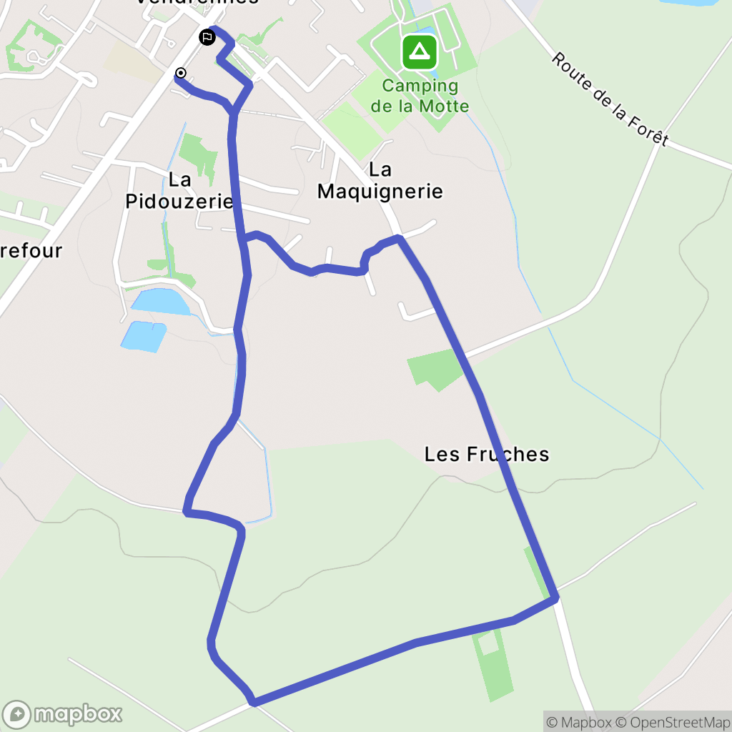 Vendrennes : carte du parcours de randonnée - France