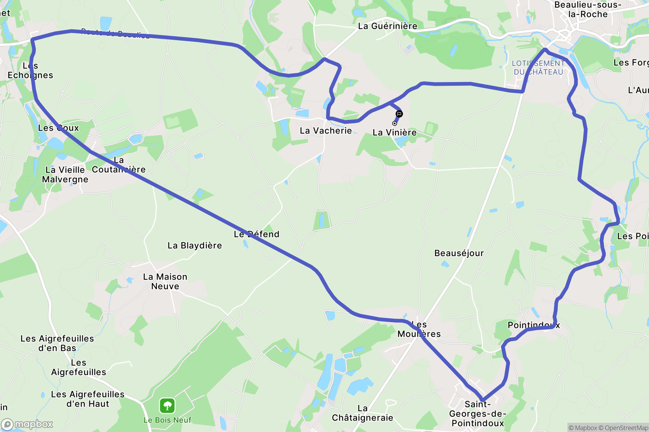 Beaulieu-Sous-la-Roche : carte du parcours de randonnée - France