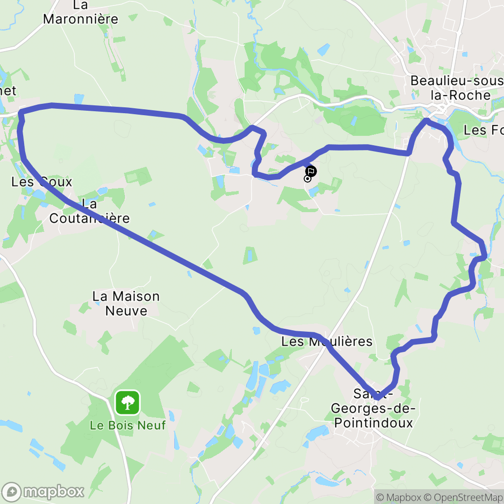 Beaulieu-Sous-la-Roche : carte du parcours de randonnée - France