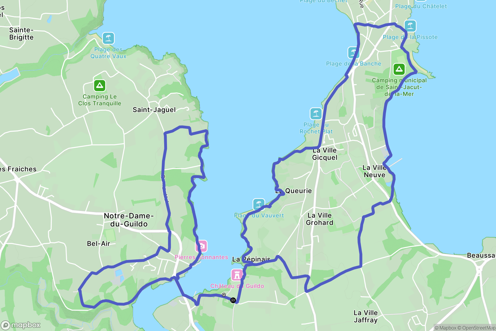 Créhen : carte du parcours de randonnée - France