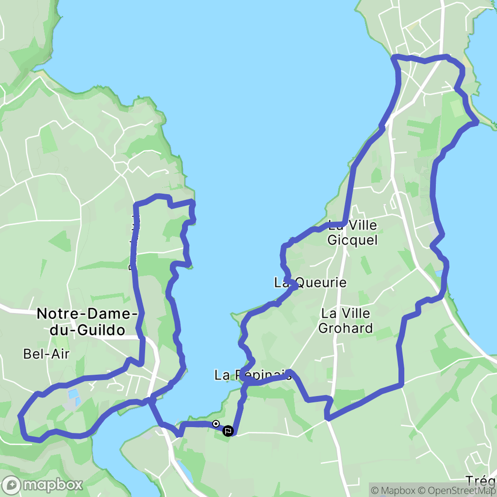 Créhen : carte du parcours de randonnée - France