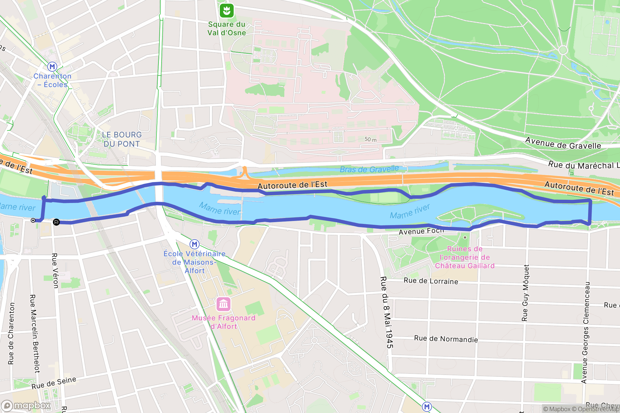 Alfortville : carte du parcours de randonnée - France